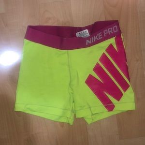 Nike pro neon shorts